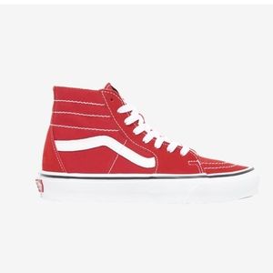 These are the red Vans Sk8-Hi Tapered, womens only 1 left for a good cost